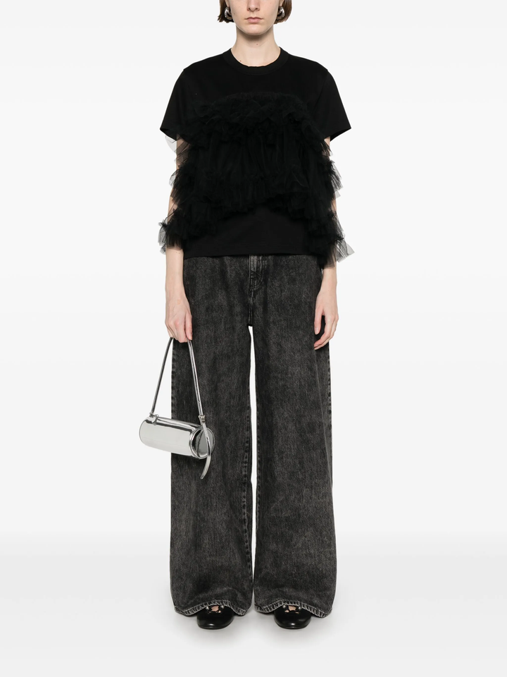 Cotton Ponte X Nylon Tulle T-Shirt