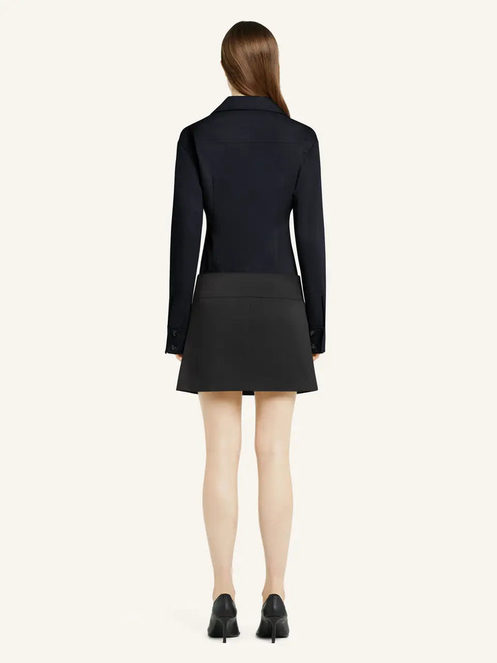 プリーツベルト付きポリコットンミニスカート