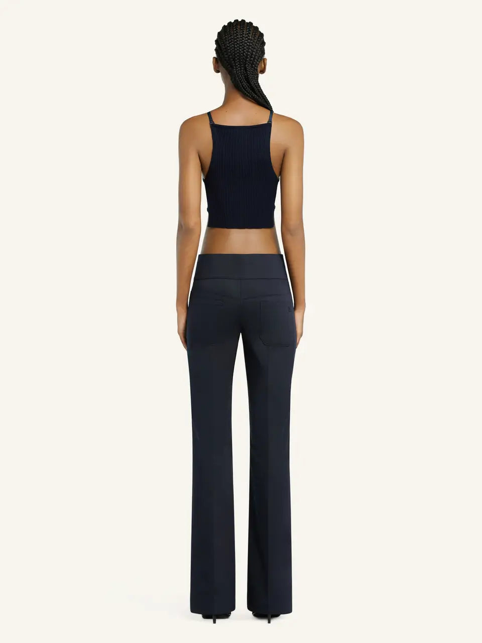 Opened Pointy Rib Knit Top