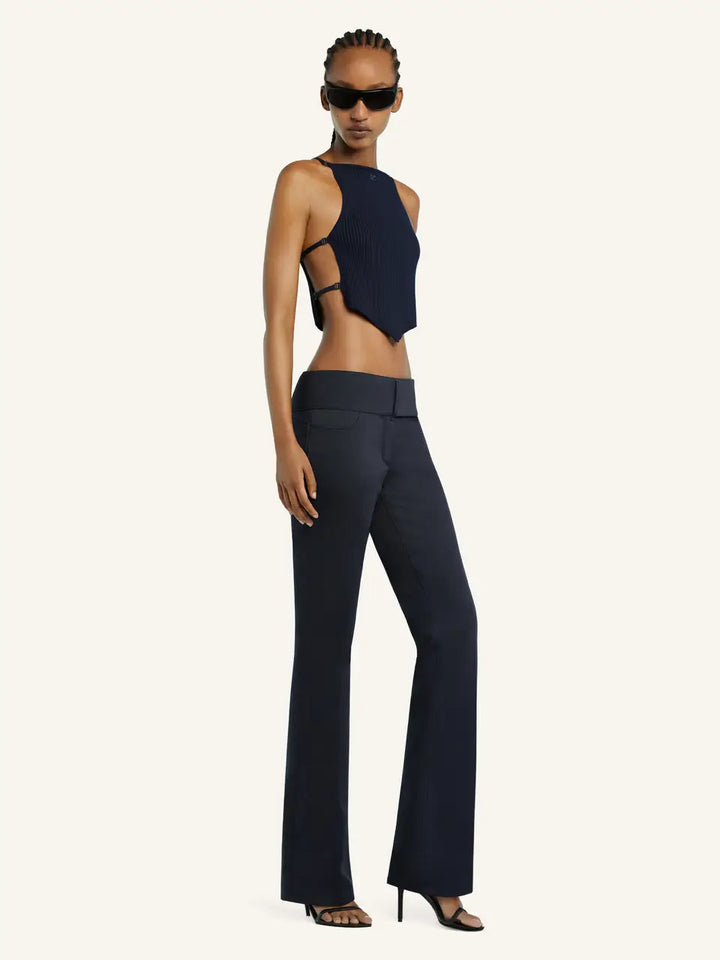 Opened Pointy Rib Knit Top