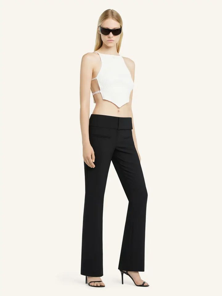 Opened Pointy Rib Knit Top