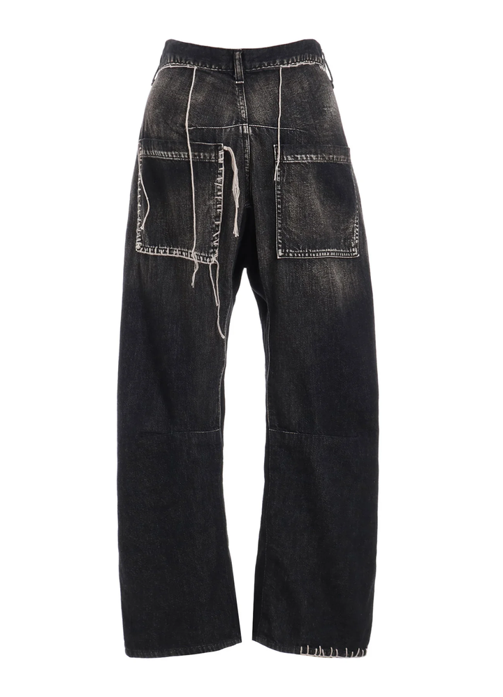 Spotted Denim Wide Leg Gusset Pants