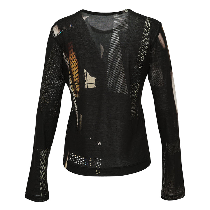 Lyocell Dark Neon Print Round Neck Long Sleeve Tee