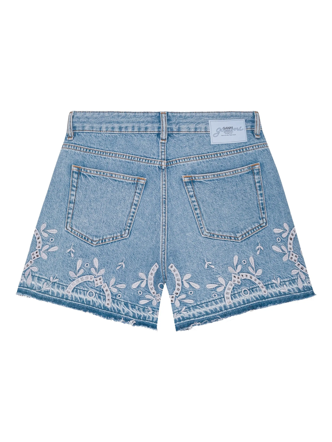 Broderie Anglaise Denim Shorts