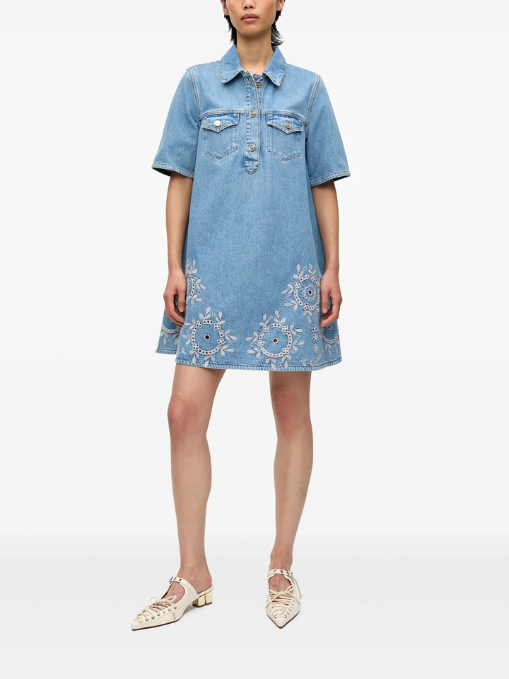 Broderie Anglaise Denim Mini Dress