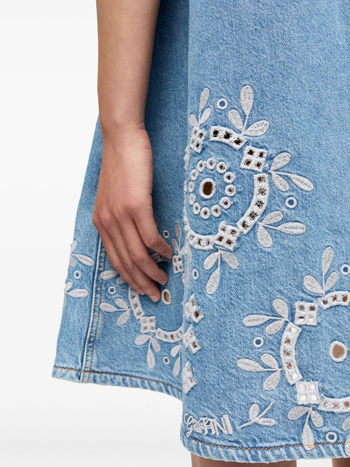 Broderie Anglaise Denim Mini Dress