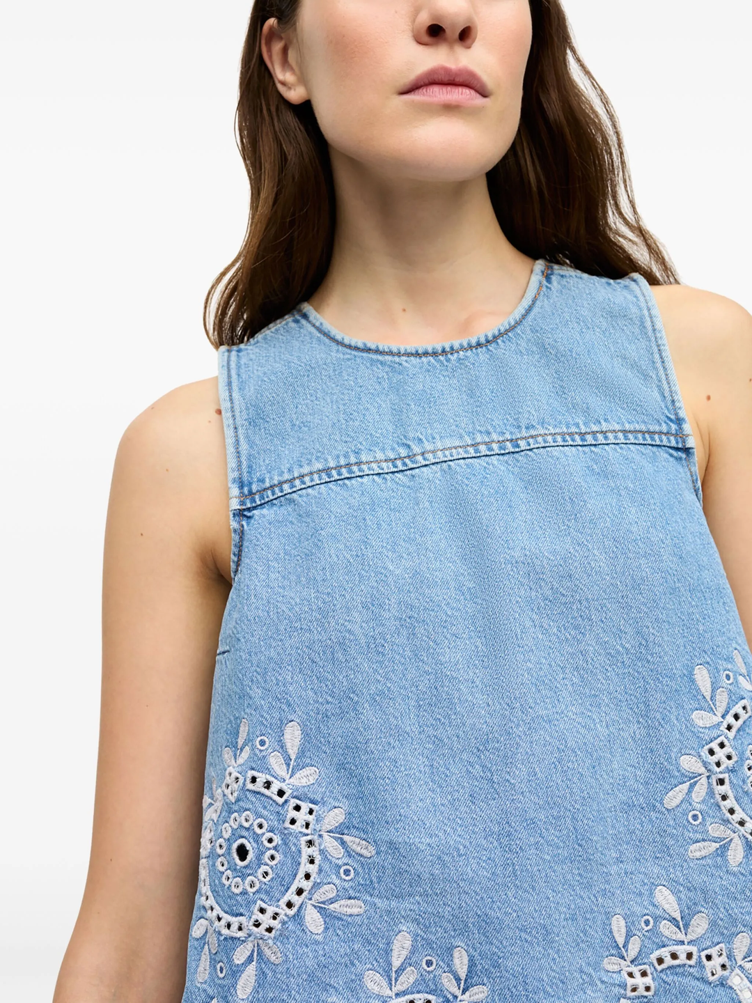 Broderie Anglaise Denim Top