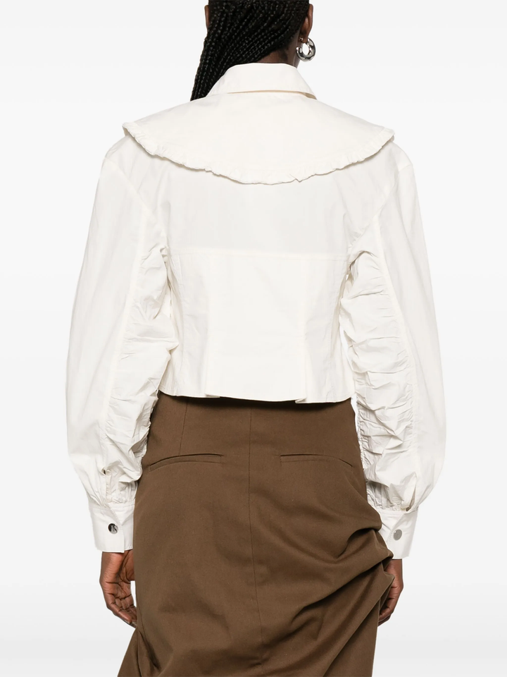 Washed Stretch Cotton Bomber Corset Shirt