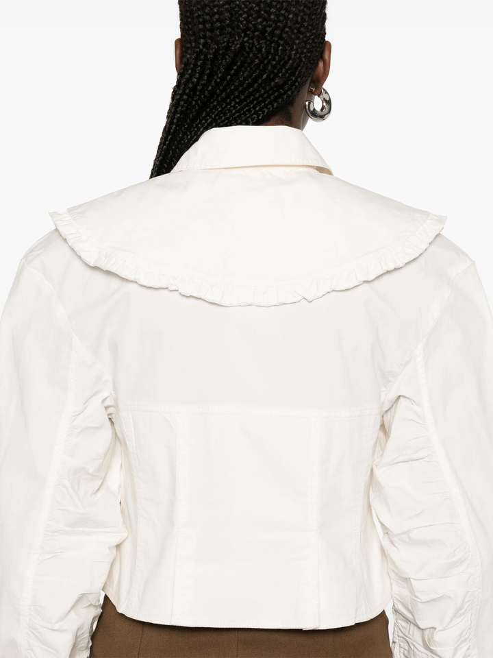 Washed Stretch Cotton Bomber Corset Shirt