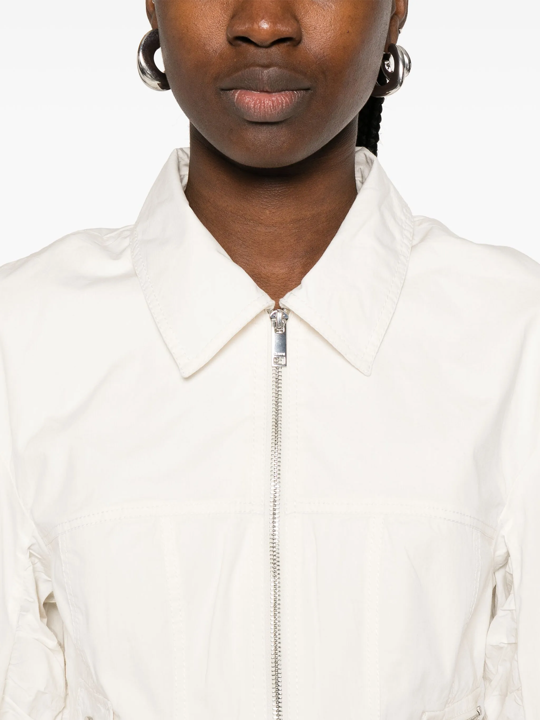 Washed Stretch Cotton Bomber Corset Shirt