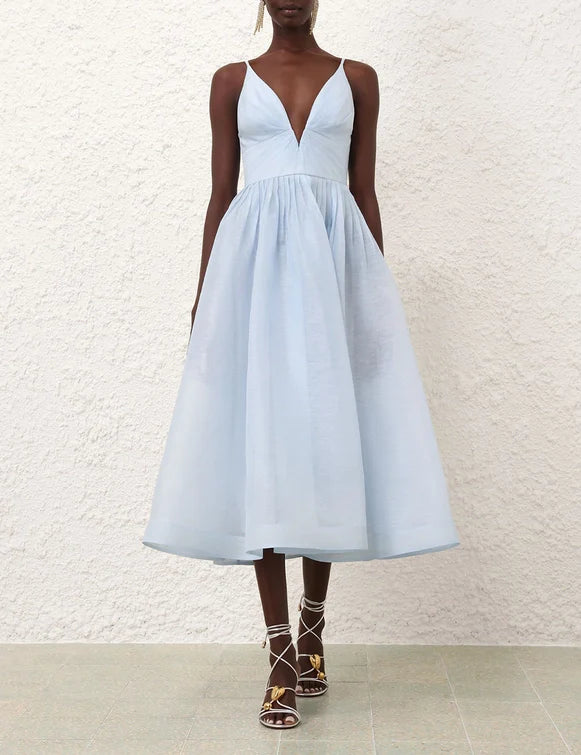 illuminate v neck midi dress Zimmermann Illuminate V Neck Midi Dress in Mint