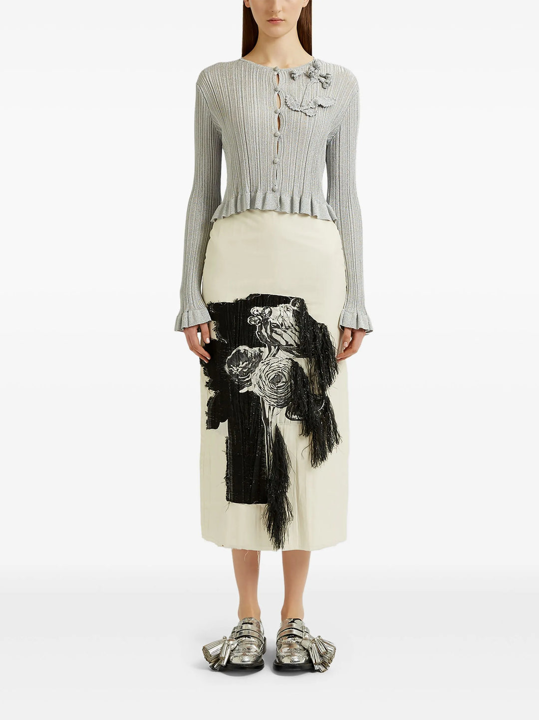 Lurex Plisse Cardigan