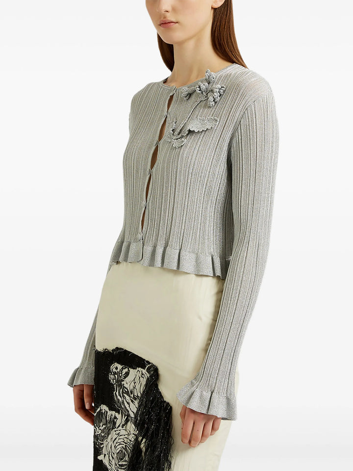 Lurex Plisse Cardigan