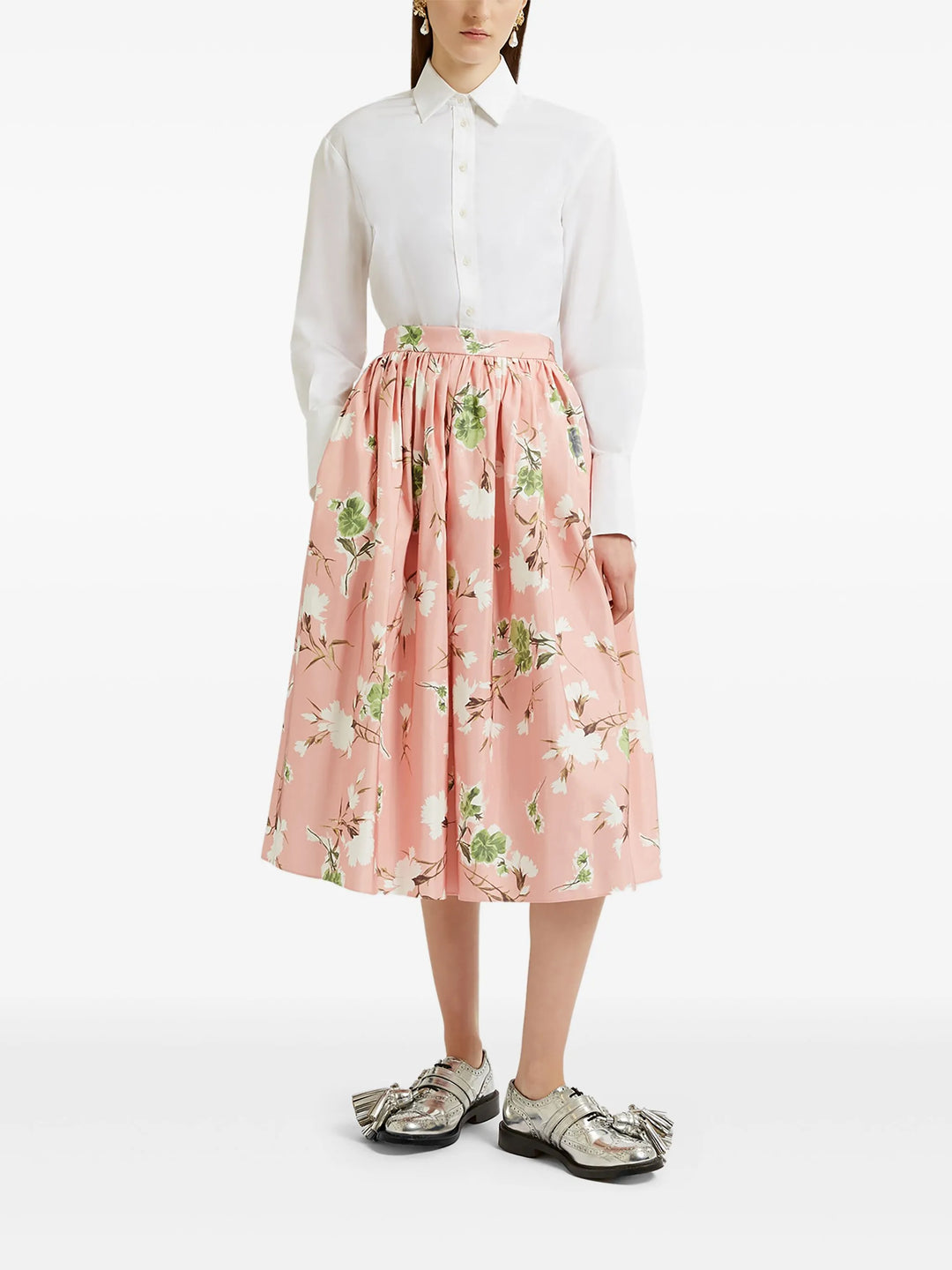 Gathered Midi Skirt Cotton