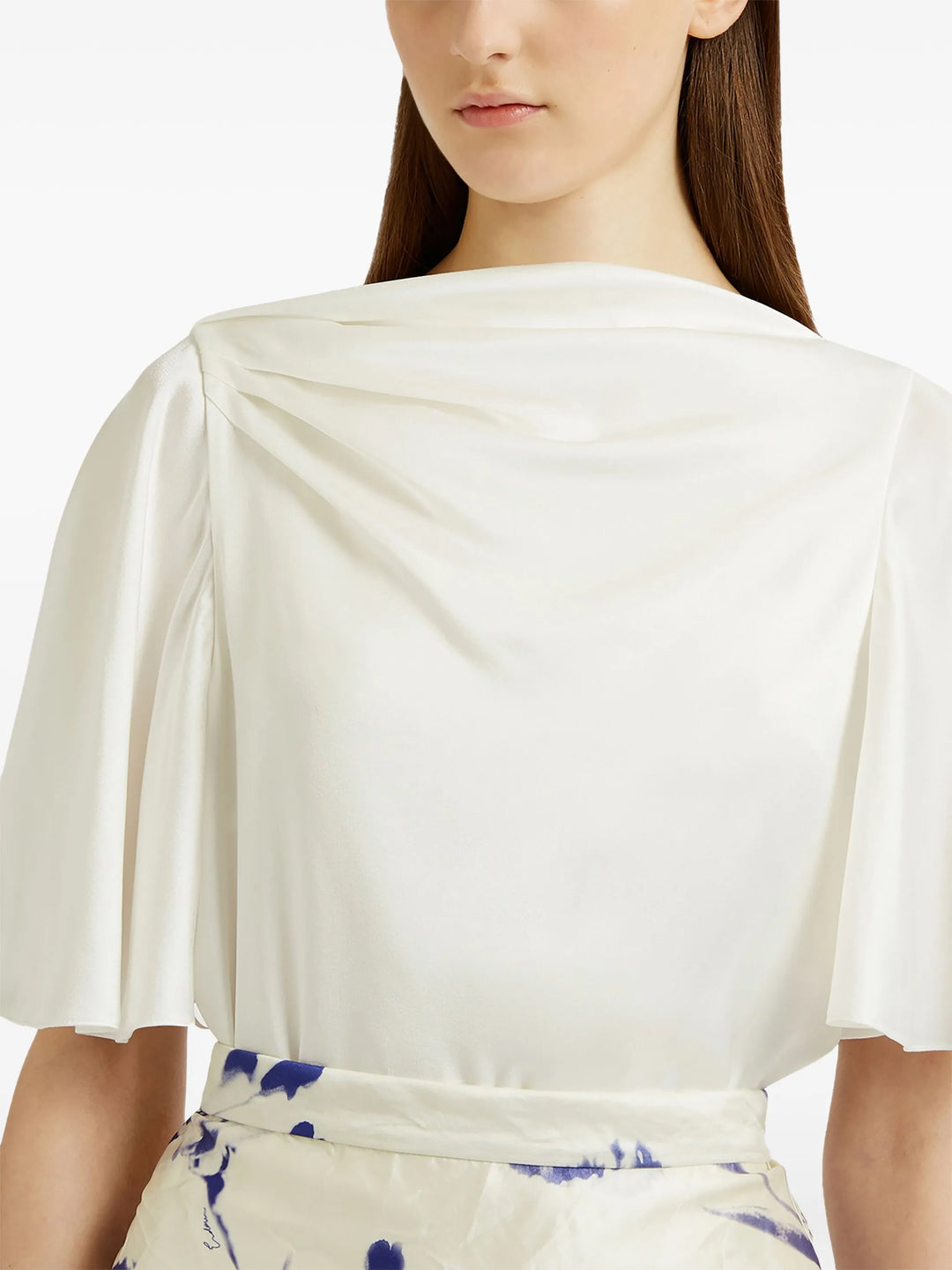 Draped Short Sleeve Top Satin