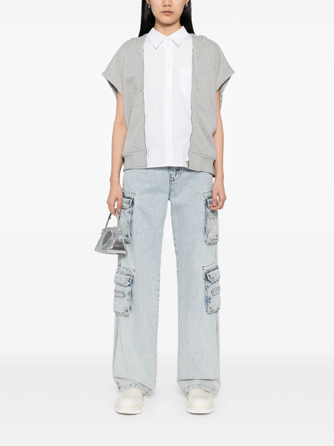 Grey Shirt Layered Jersey Jacket