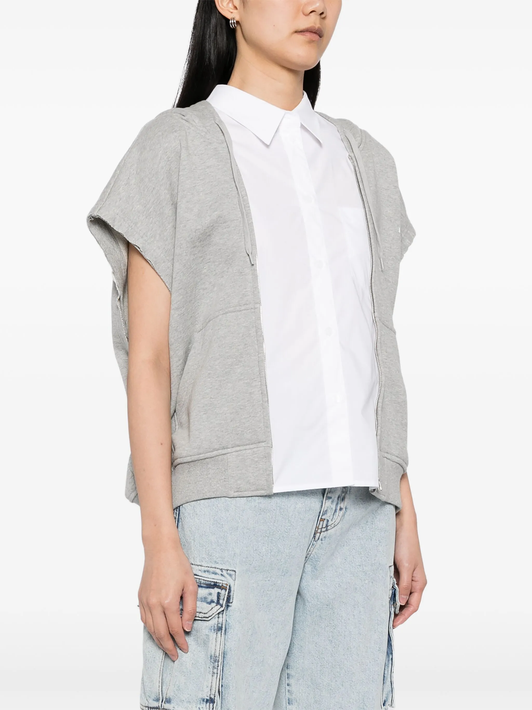 Grey Shirt Layered Jersey Jacket