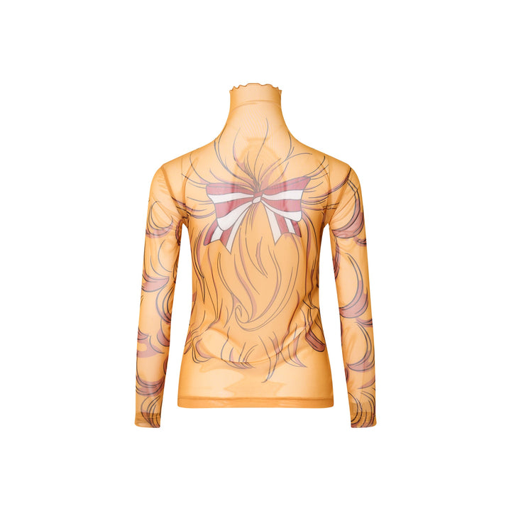 Crying Girl Mock Neck Mesh Top