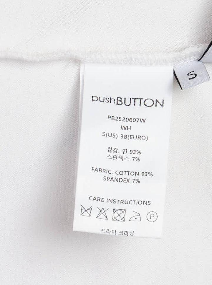 pushBUTTON white jersey top with draped bust and airbrushed blue bra-shaped gradient, shown from the front - view 3