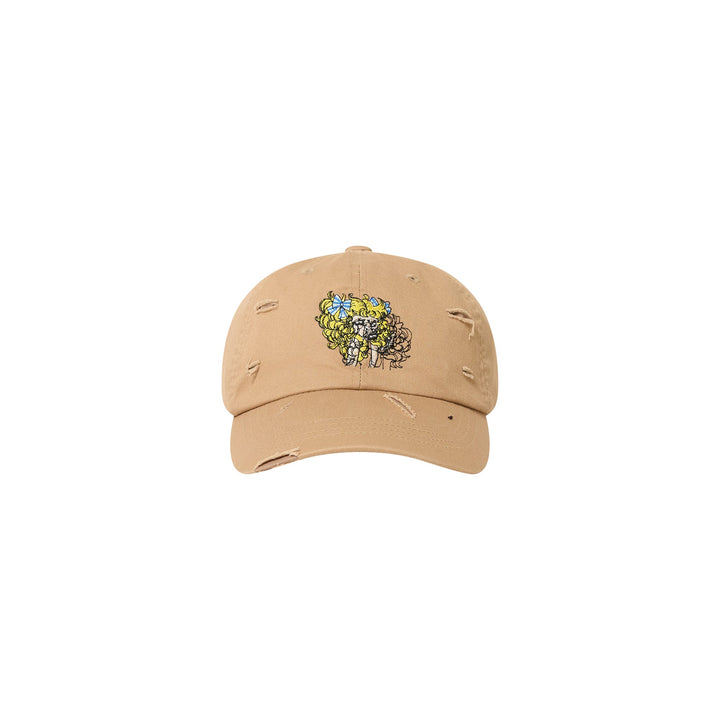 Beige Crying Girl Embroidery Ballcap
