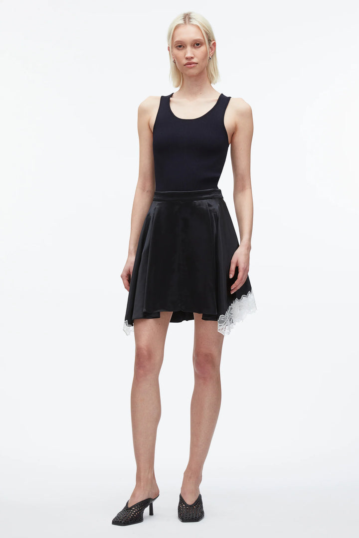 Liquid Satin Flounce Mini Skirt