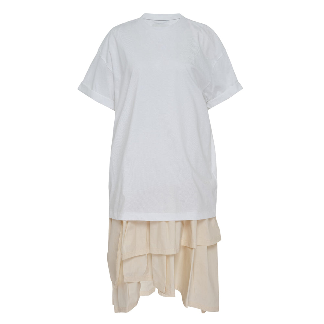 T-Shirt Combo Dress With Ruffle