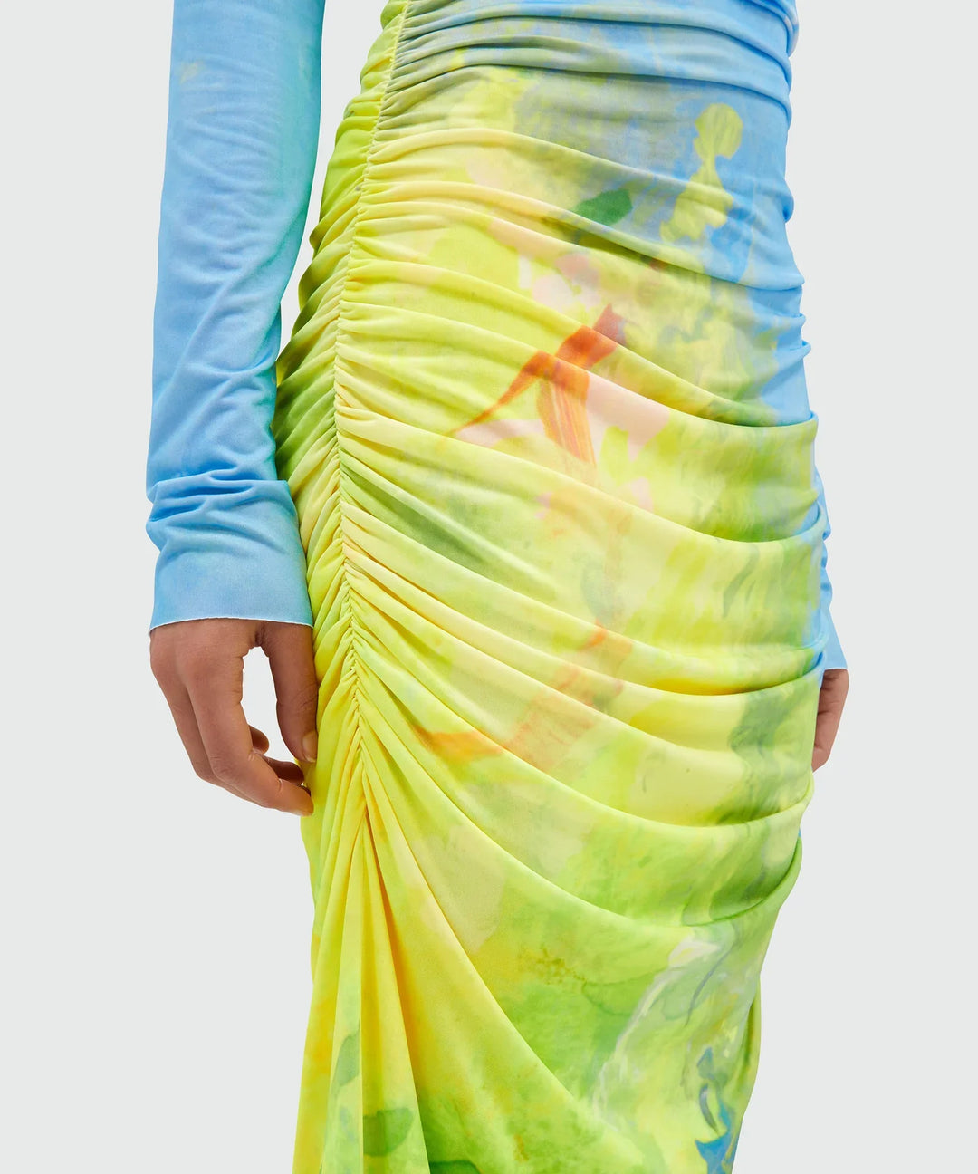 Tie Dye Draped Midi Dress