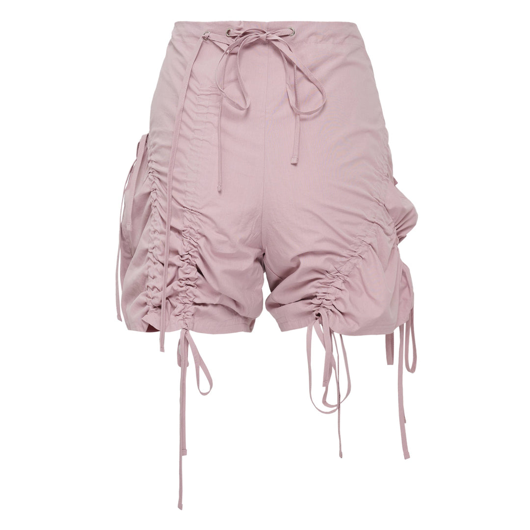 Strap Shirring Shorts Dusty Pink