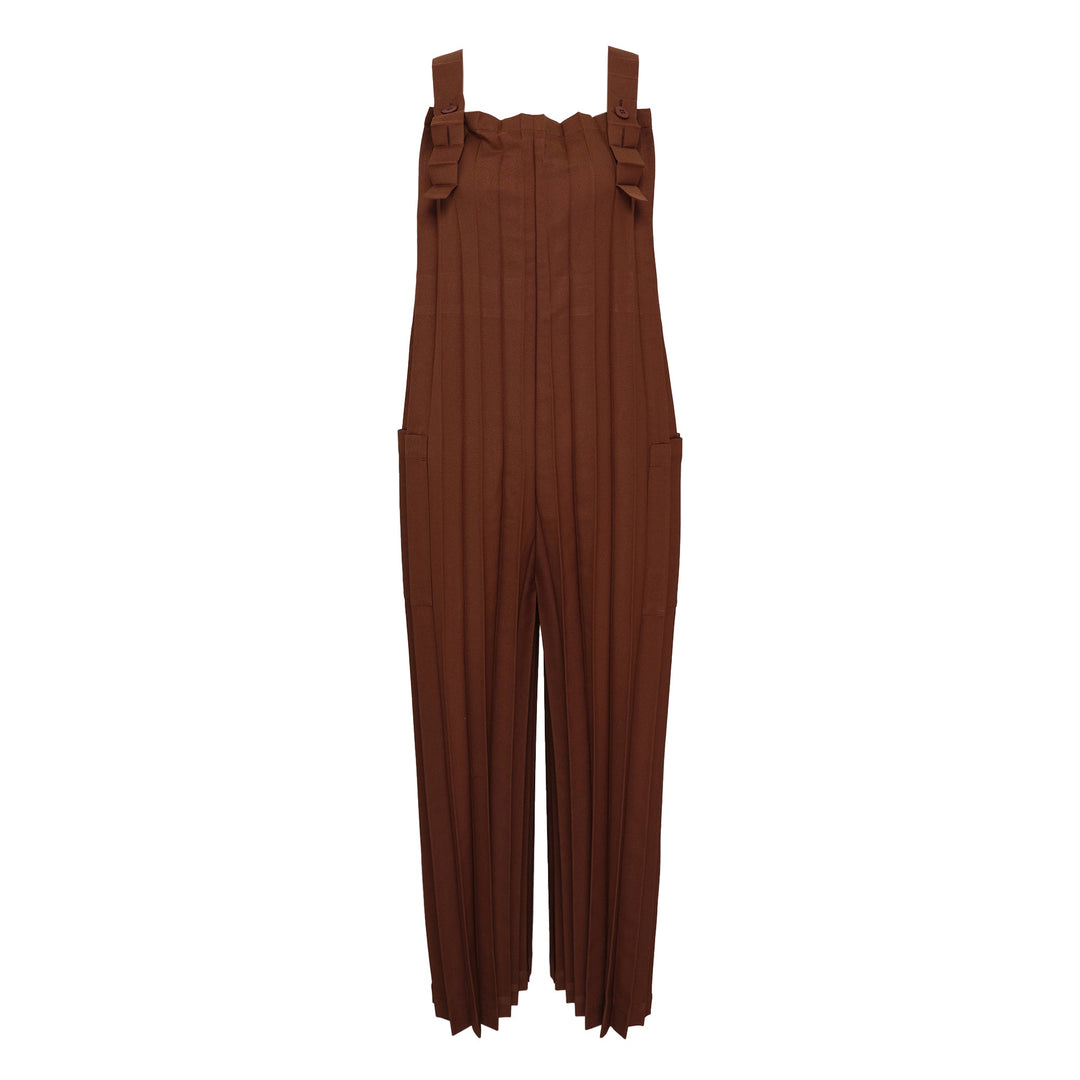 Color Pleats Bottom Jumpsuit