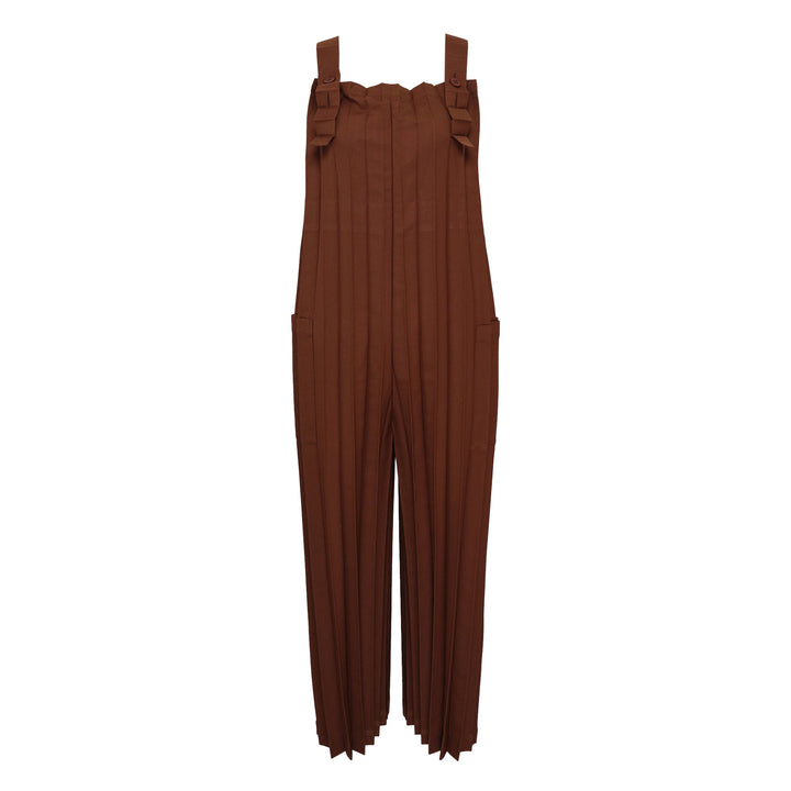 Color Pleats Bottom Jumpsuit