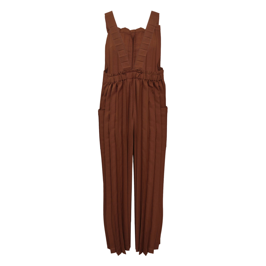 Color Pleats Bottom Jumpsuit