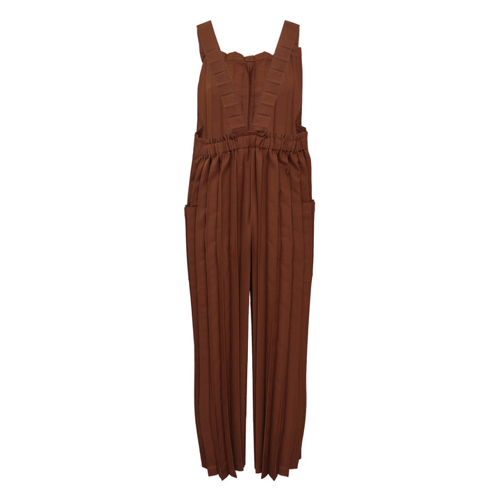 Color Pleats Bottom Jumpsuit