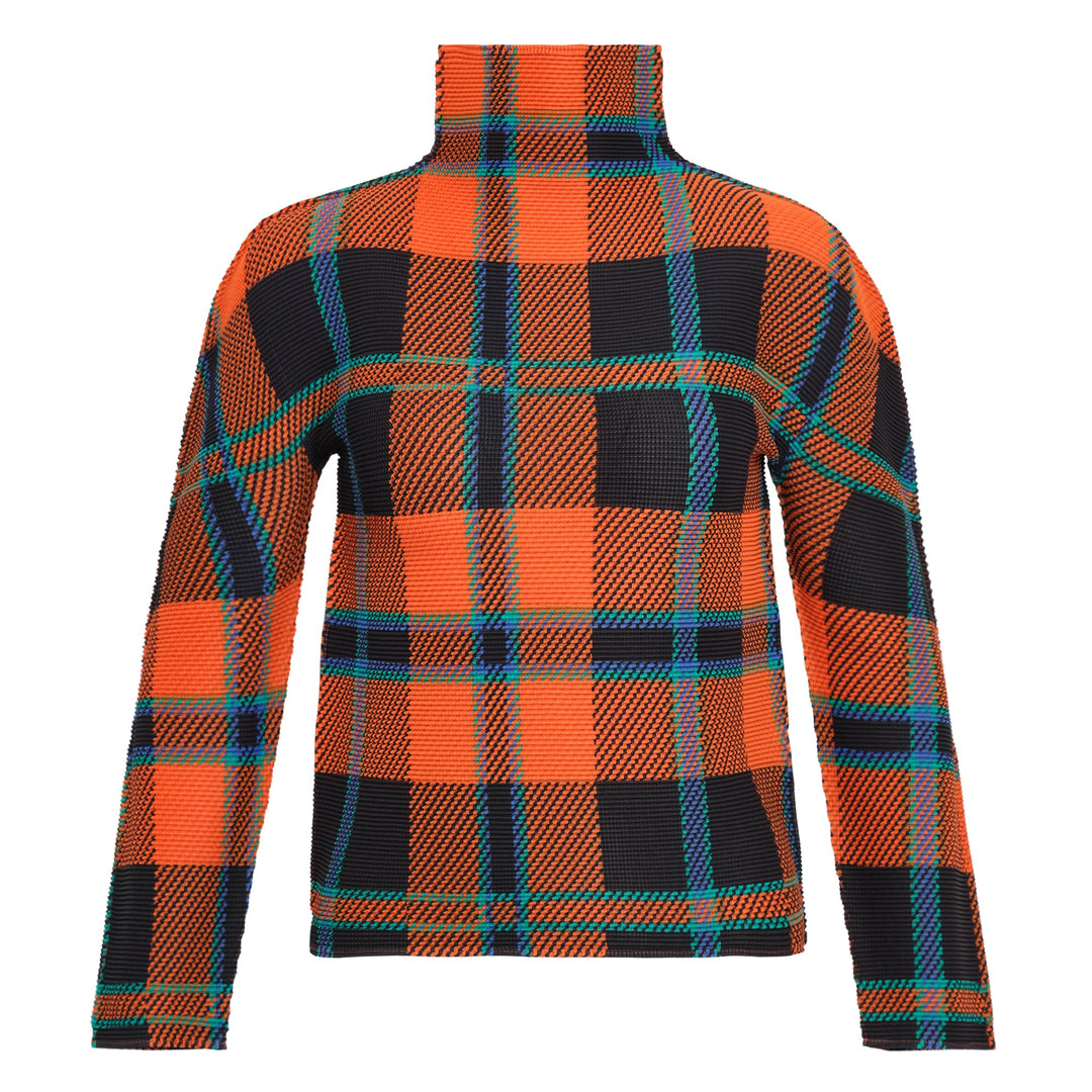 Tartan Check High Neck Top
