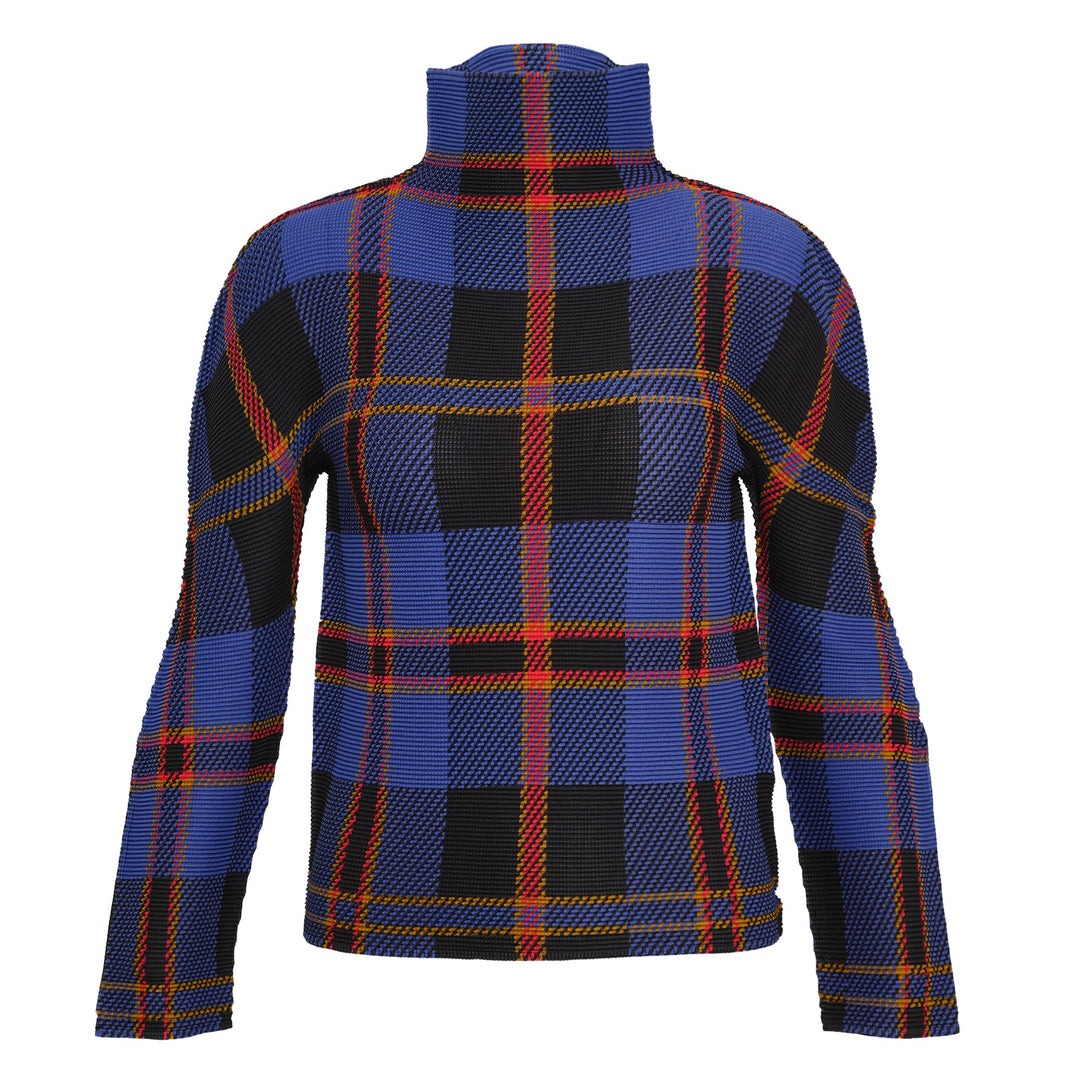 Tartan Check High Neck Top