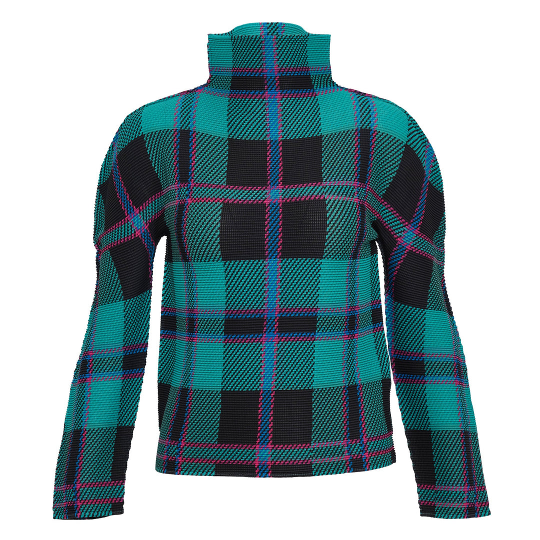 Tartan Check High Neck Top