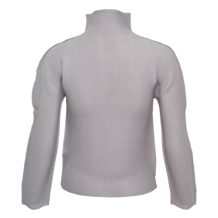 Stretch Pleats Long Sleeve High Neck Top