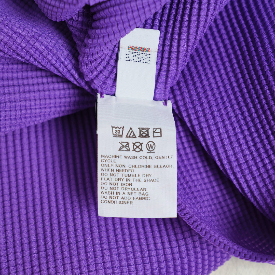 Stretch Pleats Long Sleeve High Neck Top