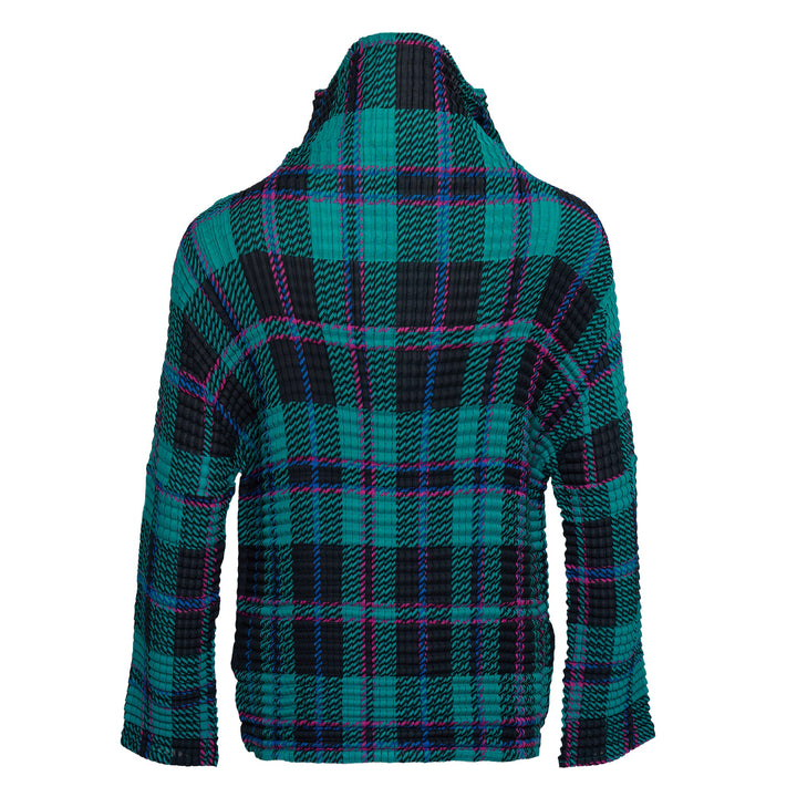 Tartan Check Pleats Shirt Cardigan