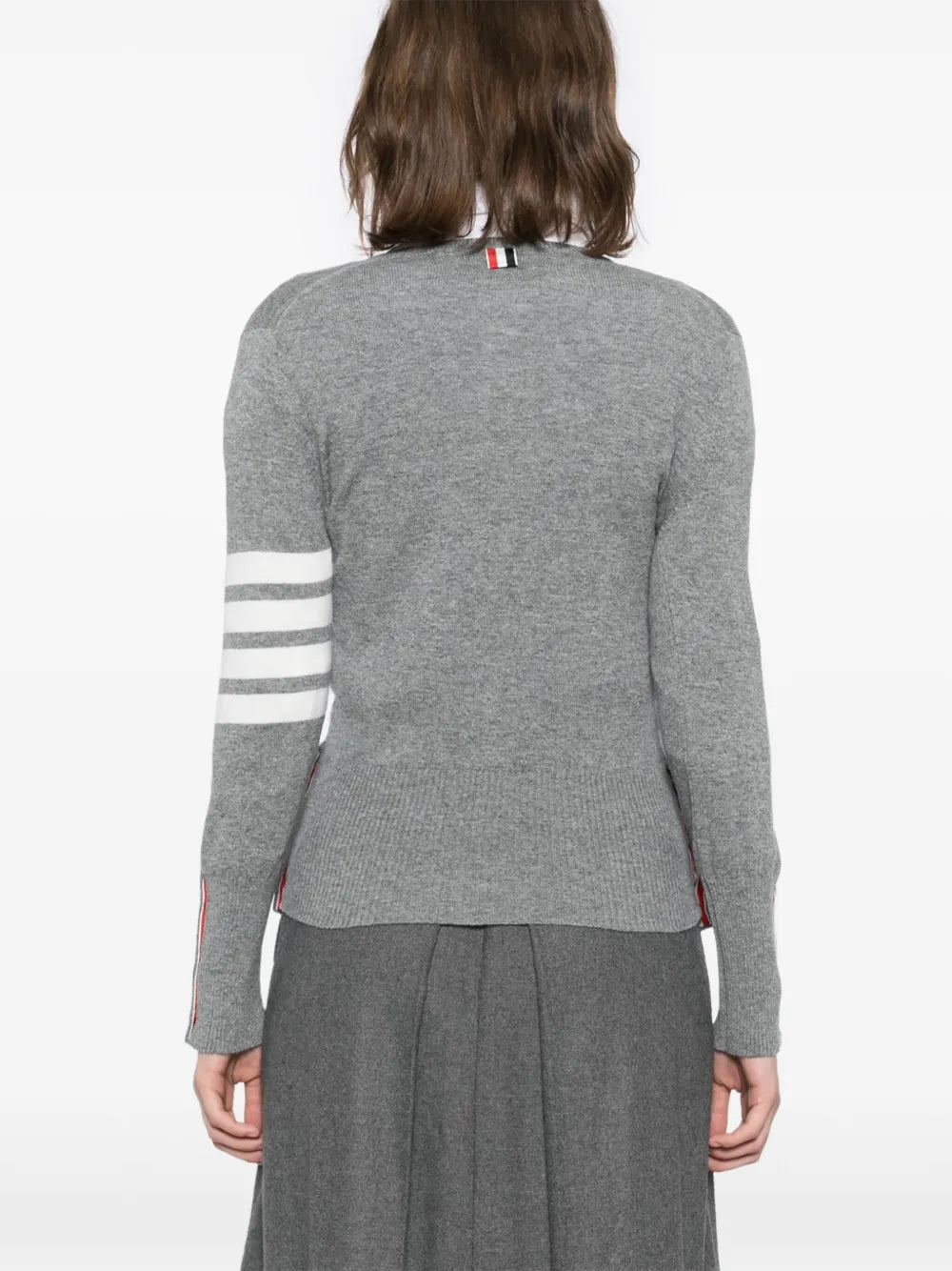 كارديغان نسائي كلاسيكي من كشمير بأربعة خطوط على الياقة