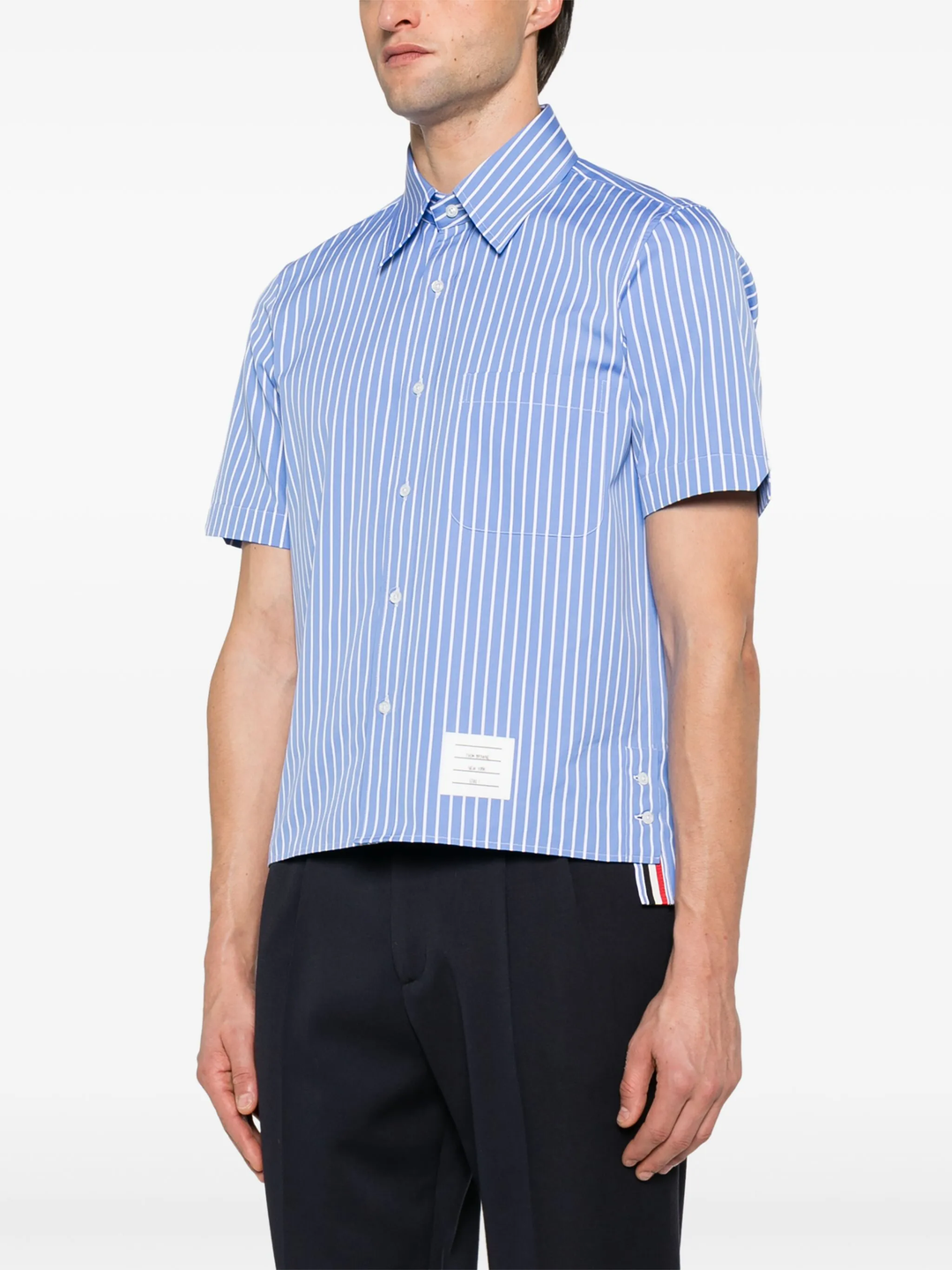 Pinstripe Poplin Short Sleeve Shirt Men