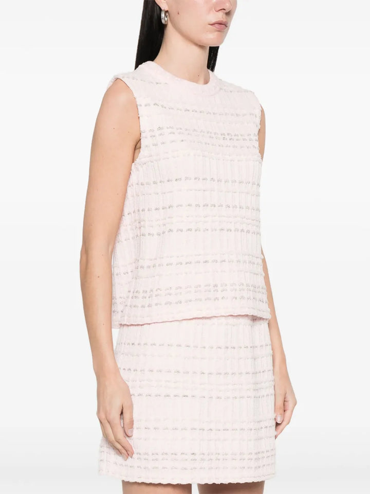 Seersucker Knit Tweed Jacquard Shell Top