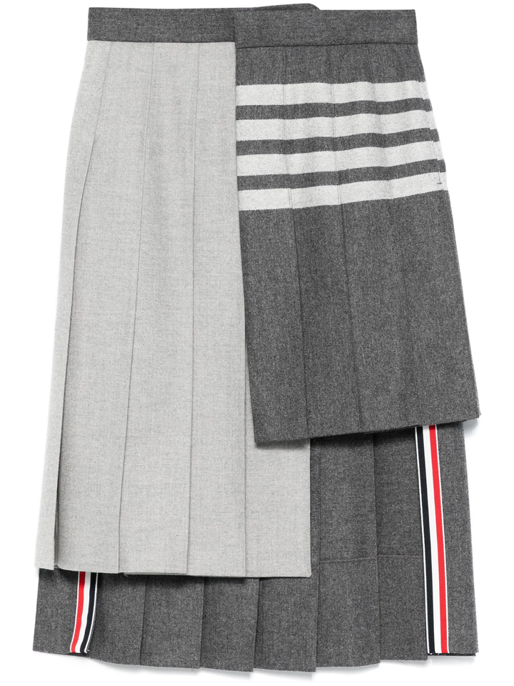 Wool Flannel 4-Bar Pleated Skirt Women