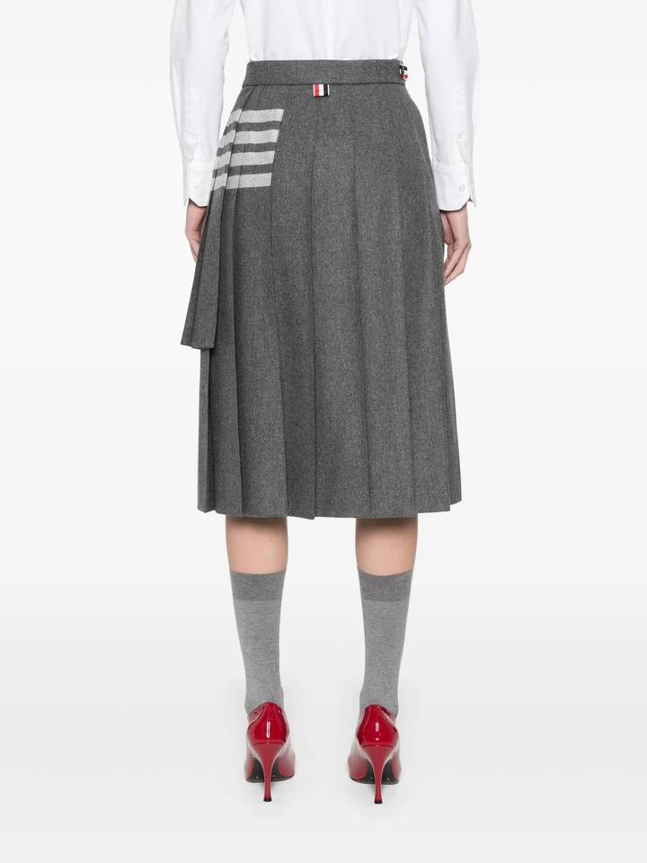 Wool Flannel 4-Bar Pleated Skirt Women
