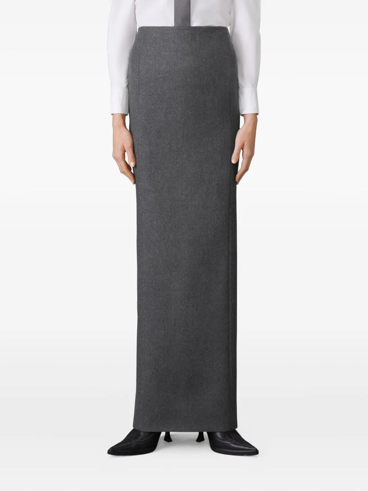 Solid Wool Flannel Pencil Skirt