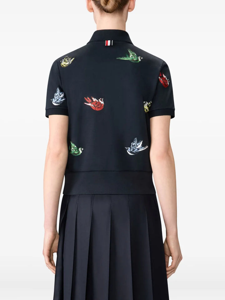 Satin Stitch Bird Embroidery Polo