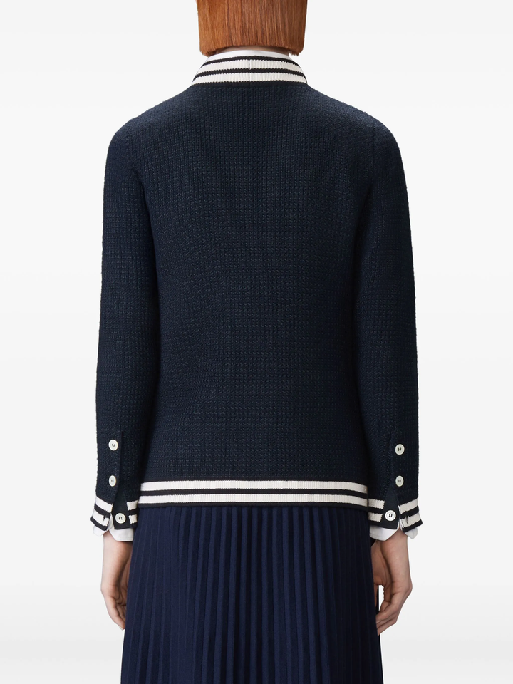 Tuck Stitch V Neck Cardigan