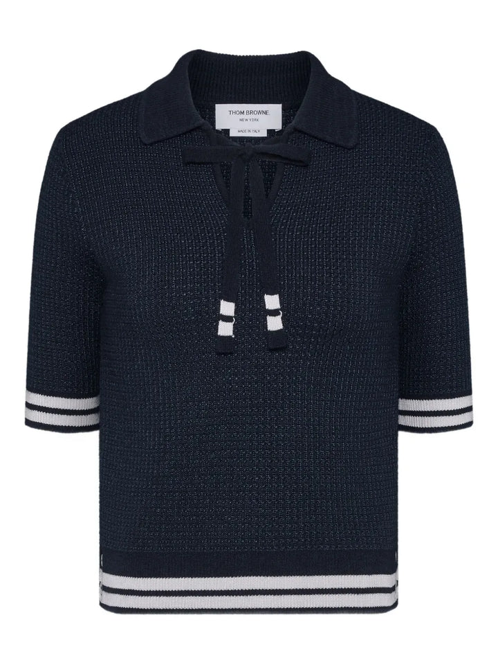 Tuck Stitch Silk Cashmere Wool Polo