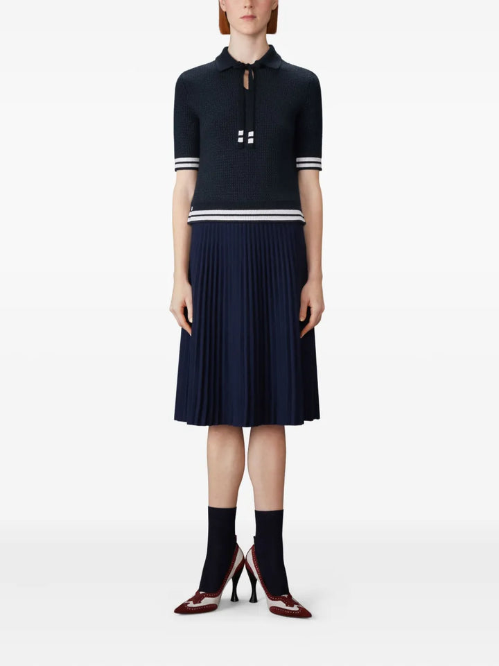 Tuck Stitch Silk Cashmere Wool Polo