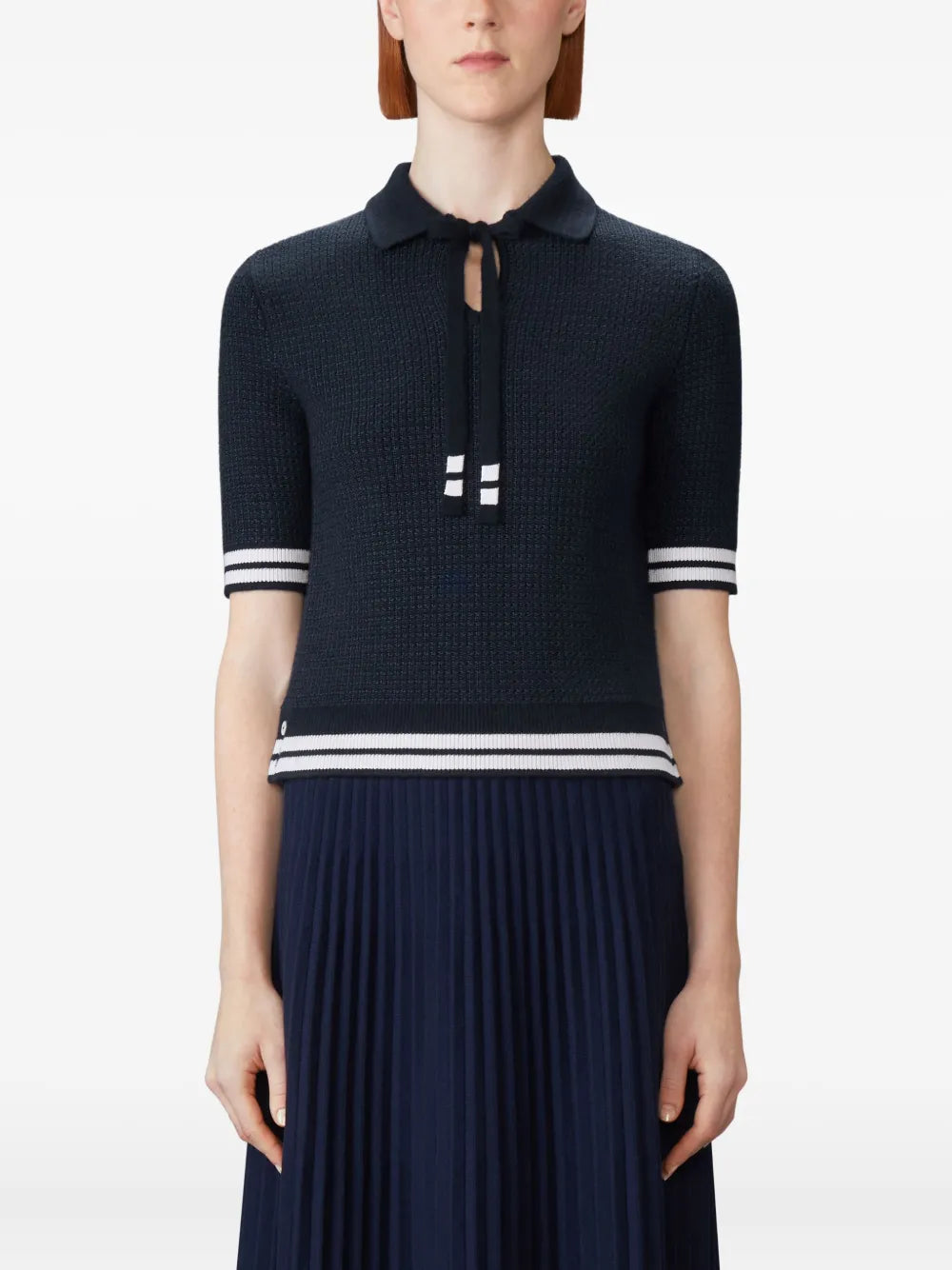 Tuck Stitch Silk Cashmere Wool Polo