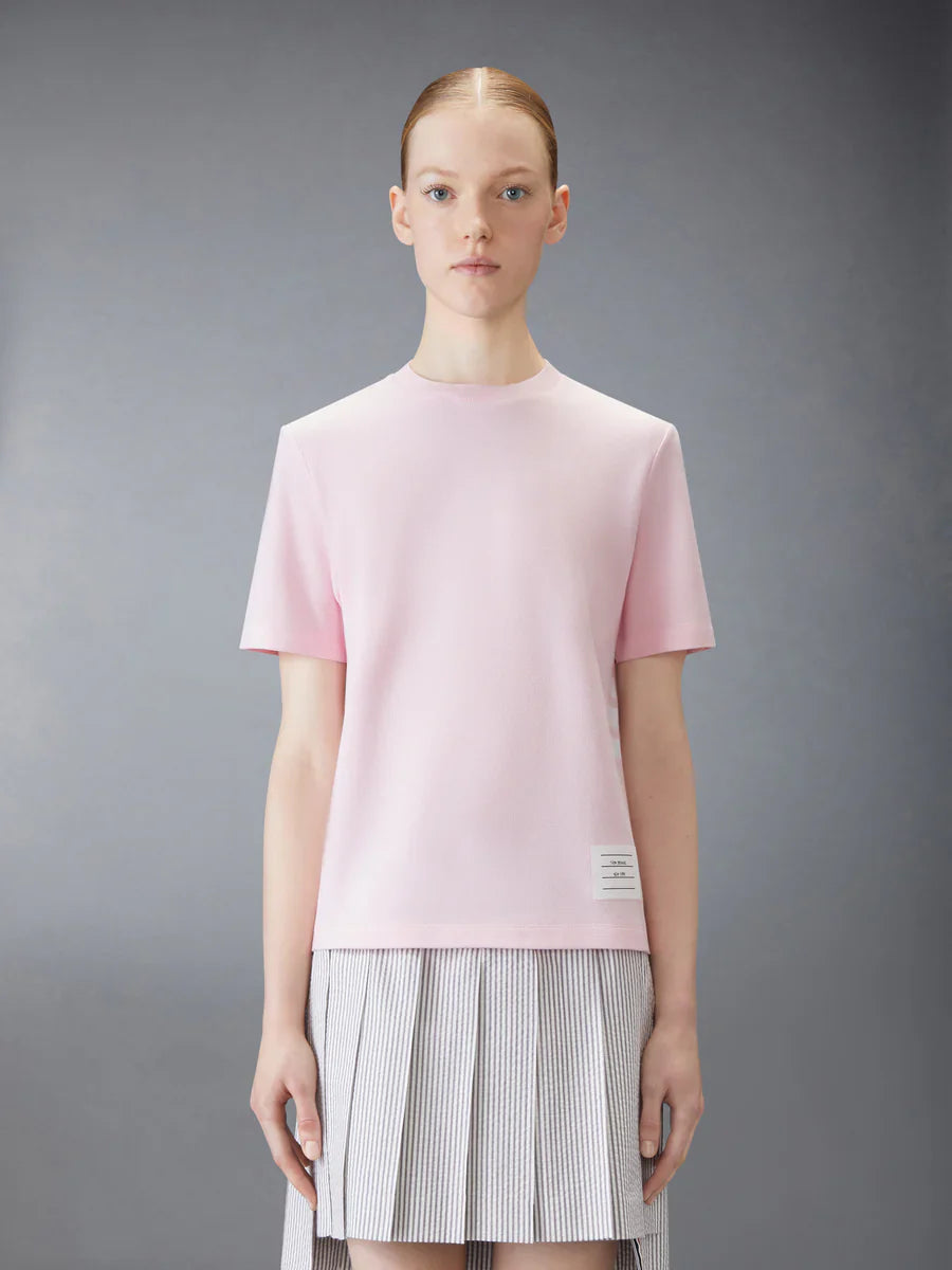 Thom Browne Classic Piqué 4-Bar Tee in emerald green with signature striped collar trim and brand label patch, made in Italy